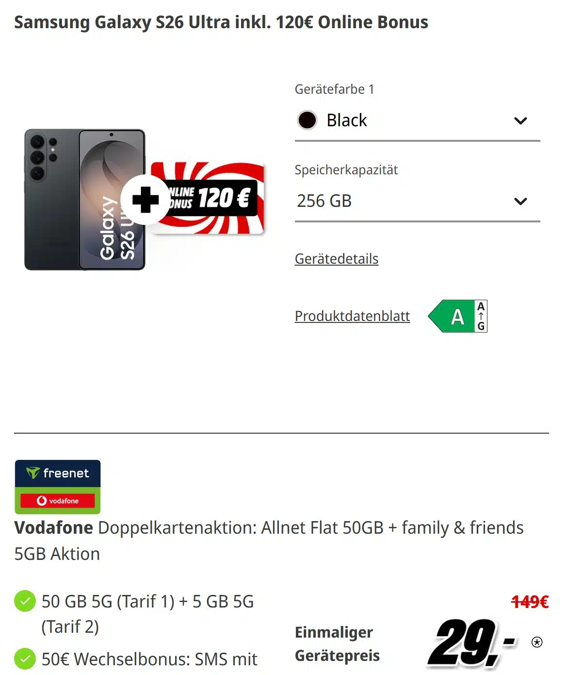 Galaxy S26 Ultra Trade-In Deal bei MediaMarkt Tarifwelt