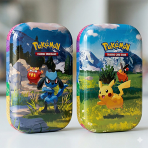 Thumbnail Pokémon Sammelkartenspiel Mini-Tin Mega-Entwicklung: Pikachu und Floink / Riolu und Flampion