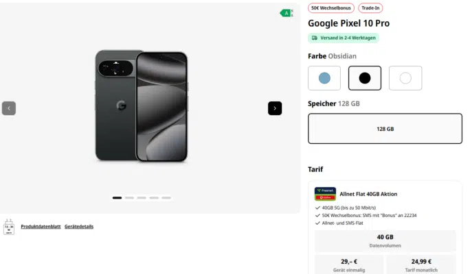 Google Pixel 10 Pro Handytarif