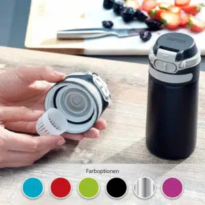 Leifheit_Thermobecher_Flip_350ml_Kaffeebecher_100_dicht_praktisches_OEffnen_mit_einer_Hand_Trinkbecher_to_go_mit_Filter_fuer_Wasser_mit_Obststuecken_haelt_Getraenke_bis_zu_6_Stunden_heiss