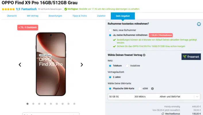 OPPO Find X9 Pro Handytarif