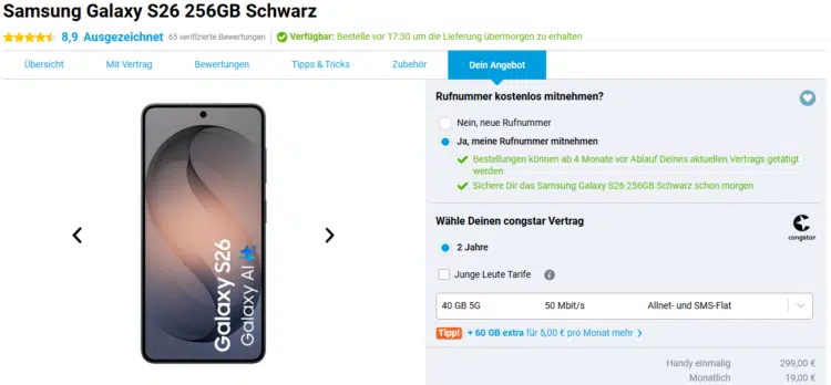 Samsung Galaxy S26 Handytarif