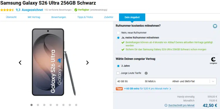 Samsung Galaxy S26 Ultra Handytarif