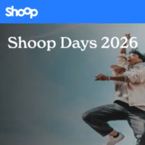 Shoop Days 2026: Ein junger Mann hüpft vor Freude, dazu die Aufschrift: Shoop Days 2026
