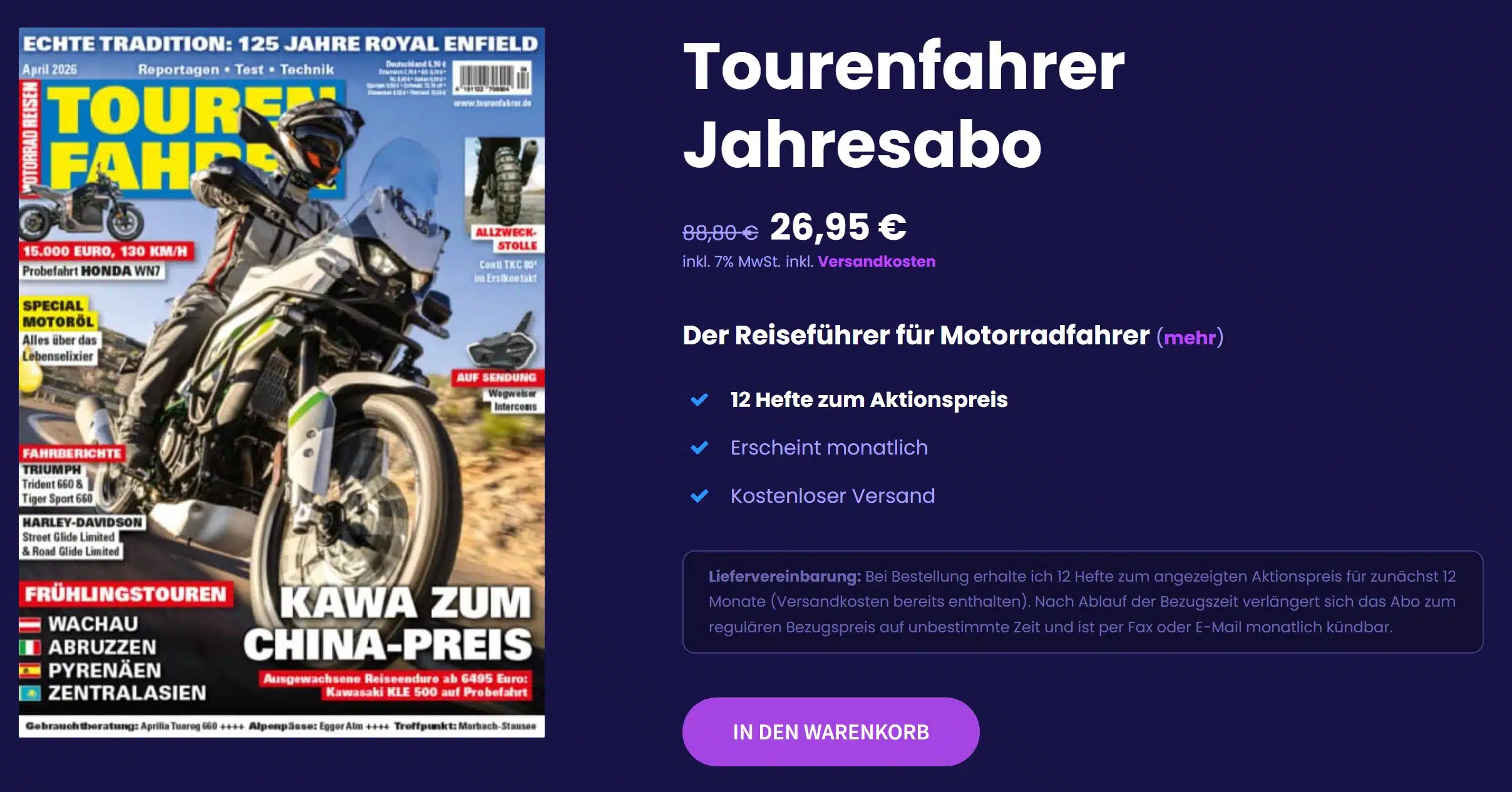 Angebot bei Aboheld: Tourenfahrer Magazin Jahresabo für 26,95€