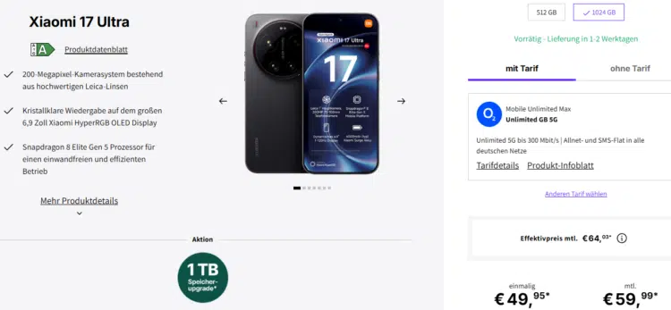 Xiaomi 17 Ultra Handytarif