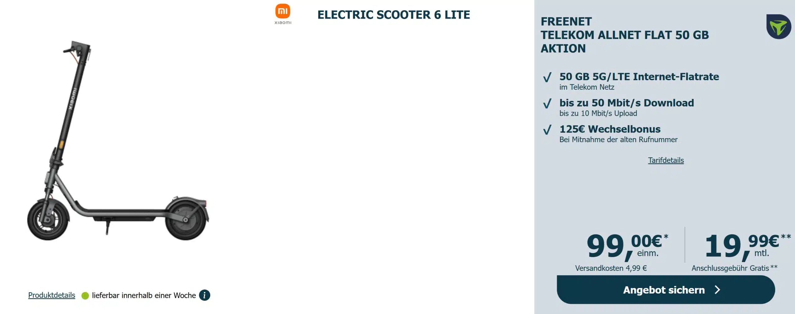 LogiTel Tarif mit dem Xiaomi Electric Scooter 6 Lite