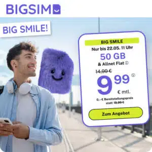 Thumbnail 🔥 50GB 5G für 9,99€ mtl. 📲 weitere Tarife zur Auswahl (BigSIM im 1&amp;1-Netz)