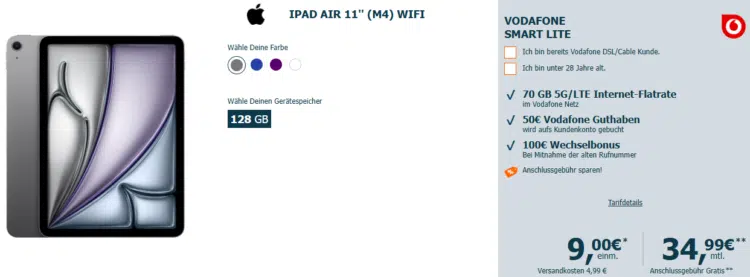 Apple iPad Air 11'' (M4) WiFi Handytarif