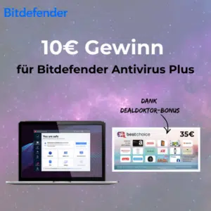 Thumbnail 💥 MEGA: 10€ Gewinn für Bitdefender Antivirus Plus (effektiv kostenlos für 1 Jahr)