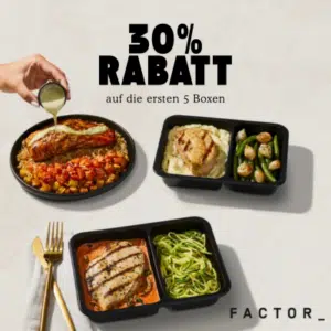 Thumbnail 🥗 Factor Deal: Bis zu 30% Rabatt auf 5 Boxen + Gratis Versand!