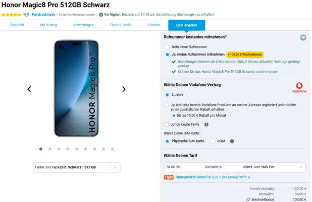 Honor Magic8 Pro Handytarif