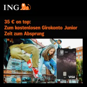 Thumbnail ING Girokonto Junior: Kostenloses Konto + 35€ Bonus sichern!