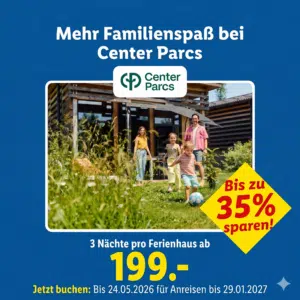 Thumbnail Center Parcs Deals bei Lidl Reisen: Familienurlaub ab ca. 119€