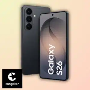 Samsung Galaxy S26 von vorne und hinten, unten links Congstar-Logo