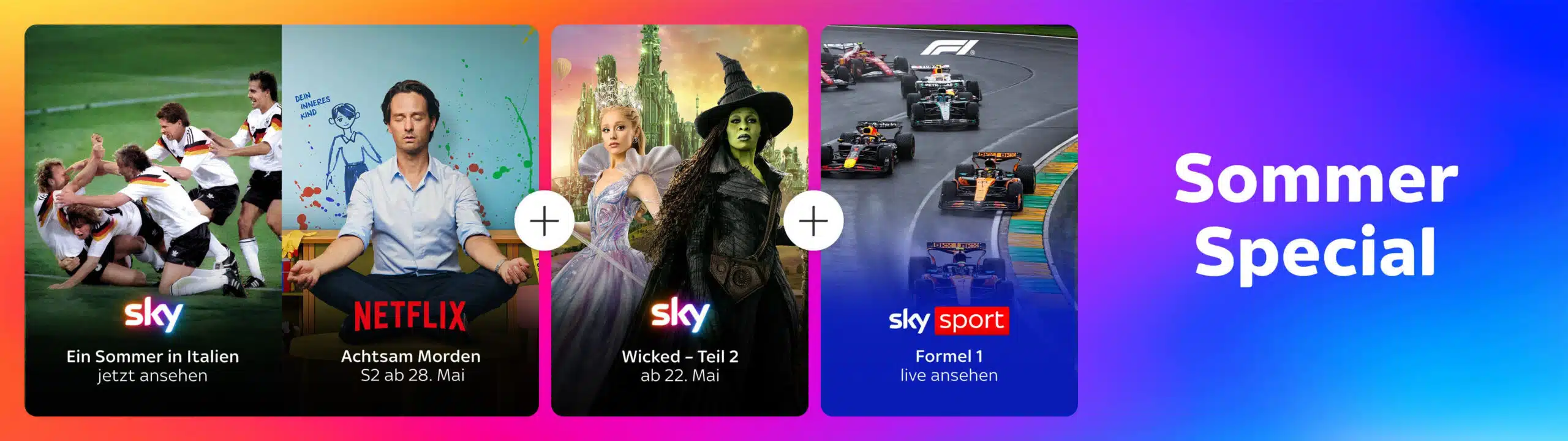 Banner des Sky Sommer Specials mit versch. Paketen und Serien