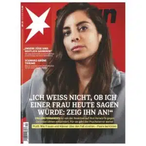 Titelblatt des deutschen Magazins „stern“ (Ausgabe Nr. 20 vom 13. Mai 2026). Das Cover zeigt ein ernstes Porträt der Moderatorin und Schauspielerin Collien Fernandes mit langen, braunen Haaren und einer grauen Jacke vor rotem Hintergrund. Im unteren Bereich steht in großen, weißen Buchstaben das Hauptzitat: „Ich weiß nicht, ob ich einer Frau heute sagen würde: Zeig ihn an!“. Darunter befindet sich ein gelber Infotext zu ihren Vorwürfen gegen Christian Ulmen. Am linken Rand sind weitere Schlagzeilen zur neuen Bahnchefin Evelyn Palla und zu „schwarz-grünen Träumen“ platziert.