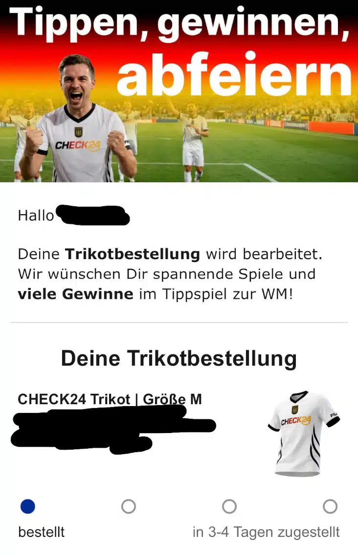 Check24 Trikotbestellung