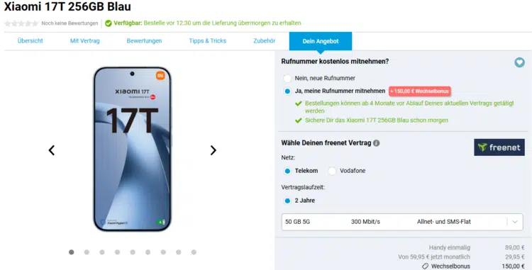 Xiaomi 17T Handytarif