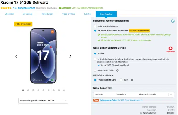 Xiaomi 17 Handytarif
