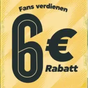 Quadratischer Banner: "Fans verdienen 6€ Rabatt"
