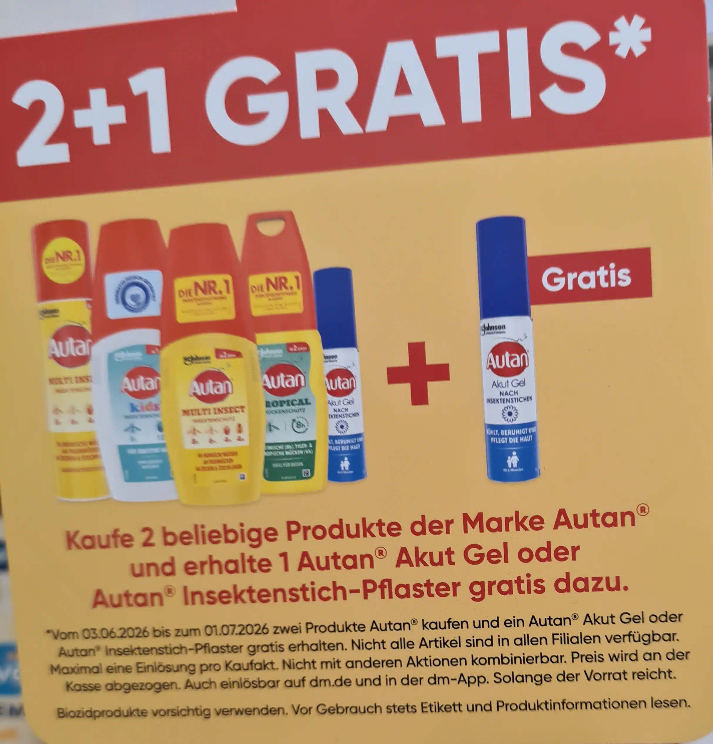 Dm: Kaufe 2 Autan-Produkte und erhalte 1 Autan Gel oder Autan Insektenstich-Pflaster gratis