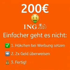 Thumbnail 🤑 200€ Gutschrift für ING Giro! Kostenlos mit supereinfachen Bedingungen!