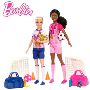 Thumbnail ⚽ Barbie Fußballspielerin-Spielset mit 2 Puppen & 15 Zubehörteilen für 15,60€ (statt 23€)