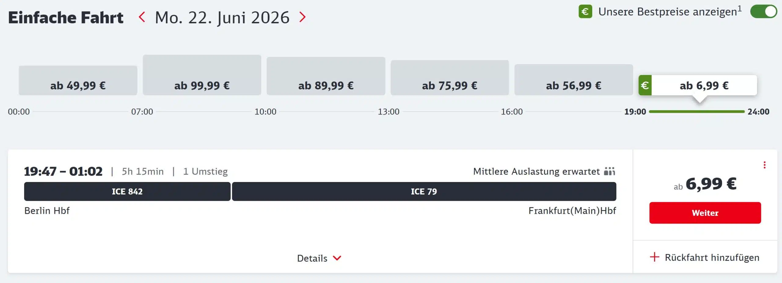 Fahrt Berlin - Frankfurt für 6,99€ bei der Bahn