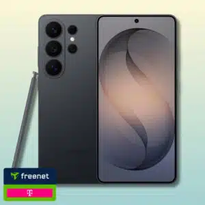 Samsung Galaxy S26 Ultra mit Stift, unten links freenet Telekom Logo