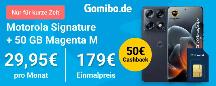 Banner vom Motorola Signature Tarif-Deal bei Gomibo