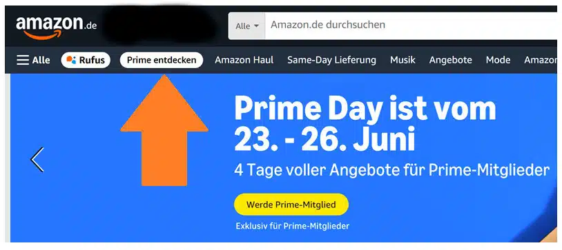 Orangener Pfeil auf 