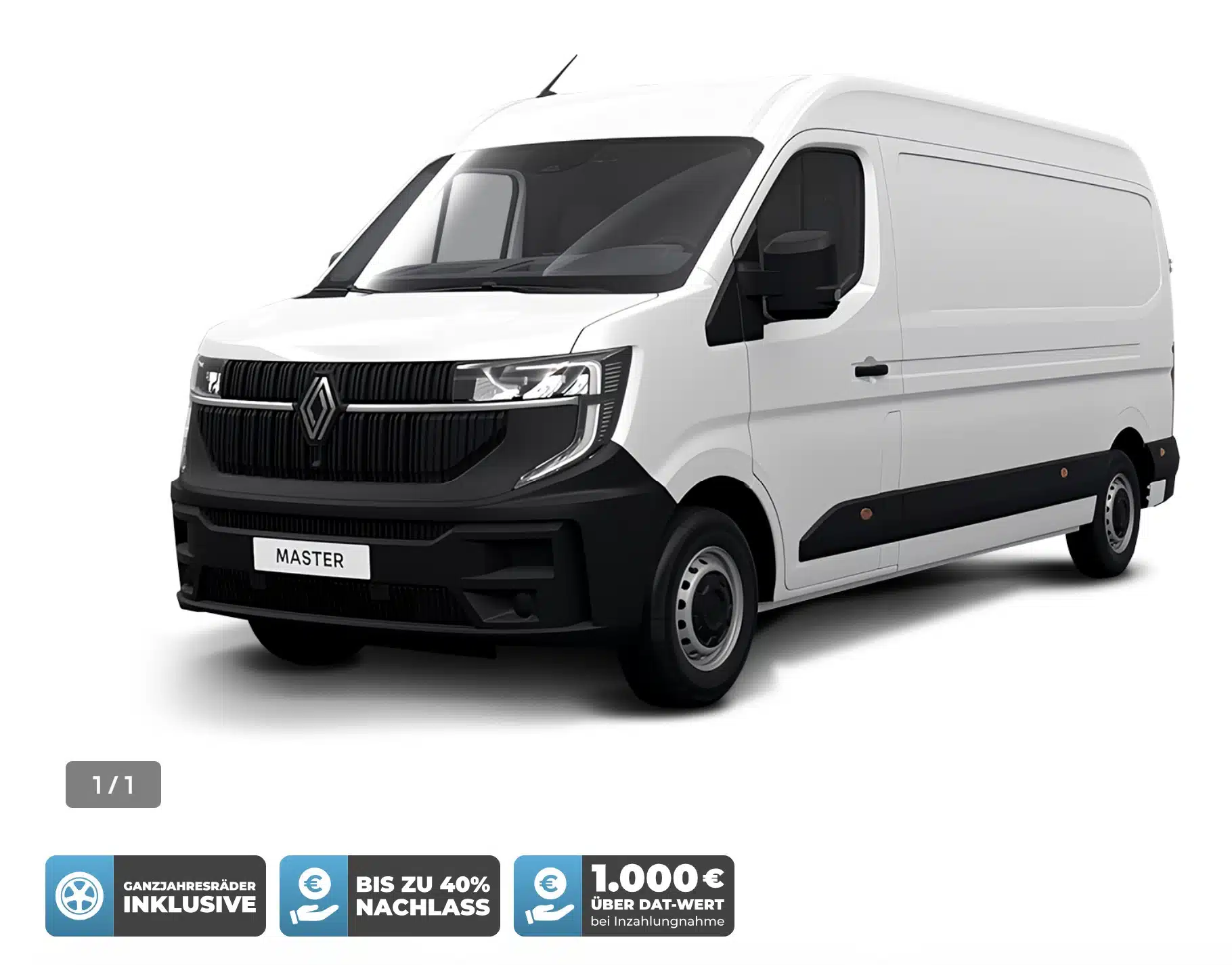 Renault Kastenwagen advance L2H2 3,5t Blue dCi 130 in Weiß von vorne seitlich
