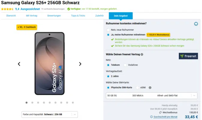 Samsung Galaxy S26+ Handytarif