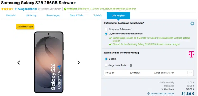 Samsung Galaxy S26 Handytarif
