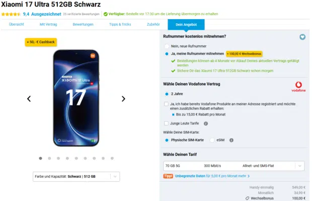 Xiaomi 17 Ultra Handytarif
