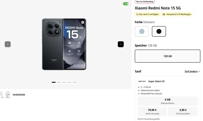 Xiaomi Redmi Note 15 5G Handytarif