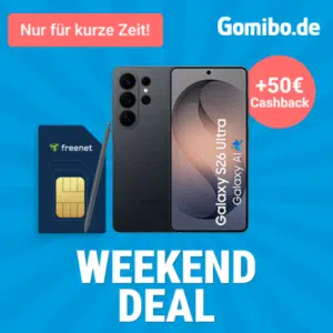 Thumbnail Samsung Galaxy S26 Ultra für 59€ + 50GB Telekom Allnet für 44,99€ mtl. + 150€ Wechselbonus + 50€ Cashback (freenet Telekom)