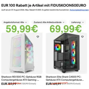 Thumbnail KNALLER! Sharkoon PC-Gehäuse für 59,99€ (für 160€) 🤔 100€ Rabatt-Fehler?