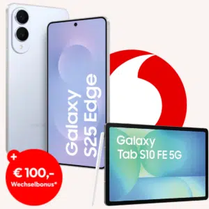 Thumbnail KRASS: 310€ GEWINN bei Verkauf möglich! 😲 Samsung Galaxy S25 Edge für 9,95€ + GRATIS Galaxy Tab S10 FE mit 50GB 5G Vodafone Allnet für 29,99€ 🔥 Kombi und Young möglich ➡️ 19,99€/Monat