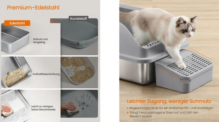 Feandrea Edelstahl Katzentoilette