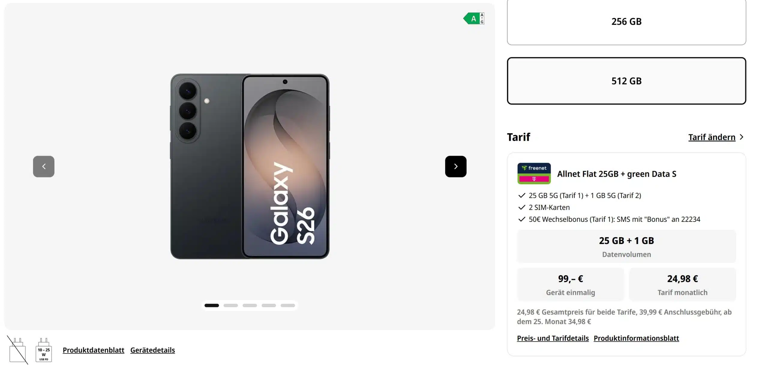 Tarif-Angebot bei MediaMarkt mit dem Samsung Galaxy S26