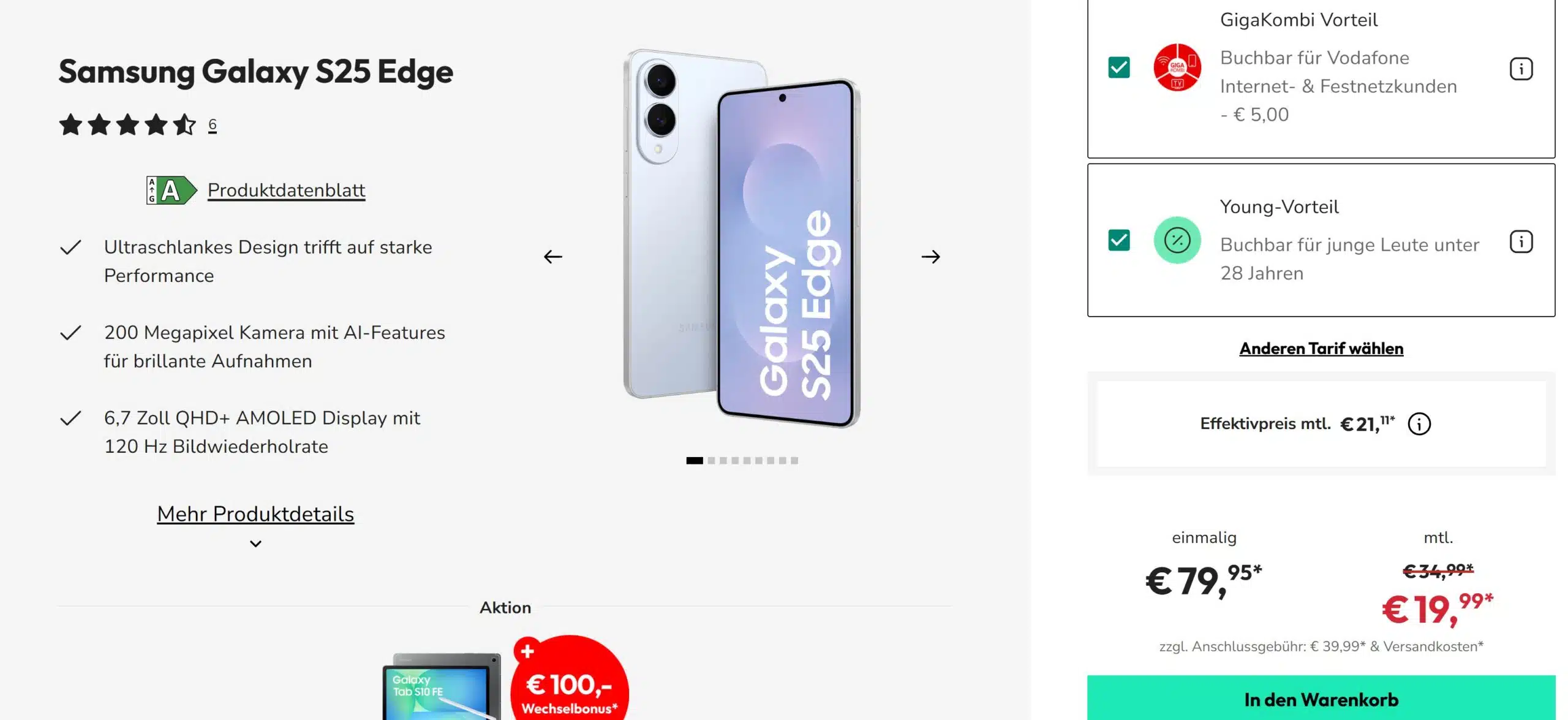 Galaxy S25 FE Tarifangebot bei Sparhandy