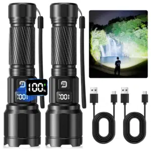 Thumbnail NO-Brainer! 🫨 GEARLITE LED Taschenlampen 2er-Set mit LCD-Display, Zoom und satten 6000 Lumen für 12,99€ – nur 6,50€ pro Stück! 🔦
