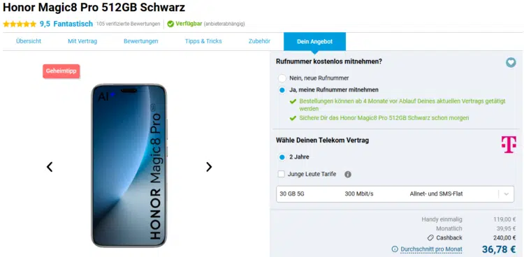 Honor Magic8 Pro Handytarif