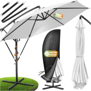 Thumbnail KESSER Ampelschirm in Weiß mit 300 cm, Kurbel, 360°-Funktion und Schutzhülle für nur 44,80€??! 🤯 Sonnenschutz für Terrasse und Garten zum Top-Preis! 🌞😎