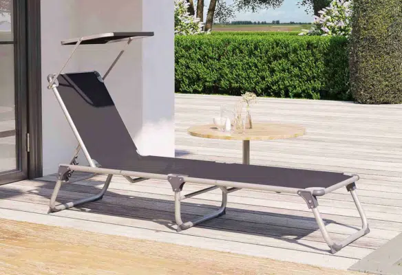 Songmics Gartenliege mit Sonnendach