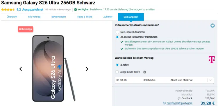 Samsung Galaxy S26 Ultra Handytarif