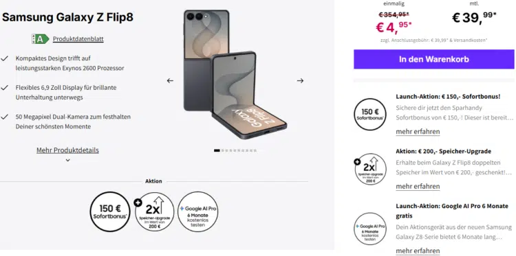 Samsung Galaxy Z Flip8 Handytarif