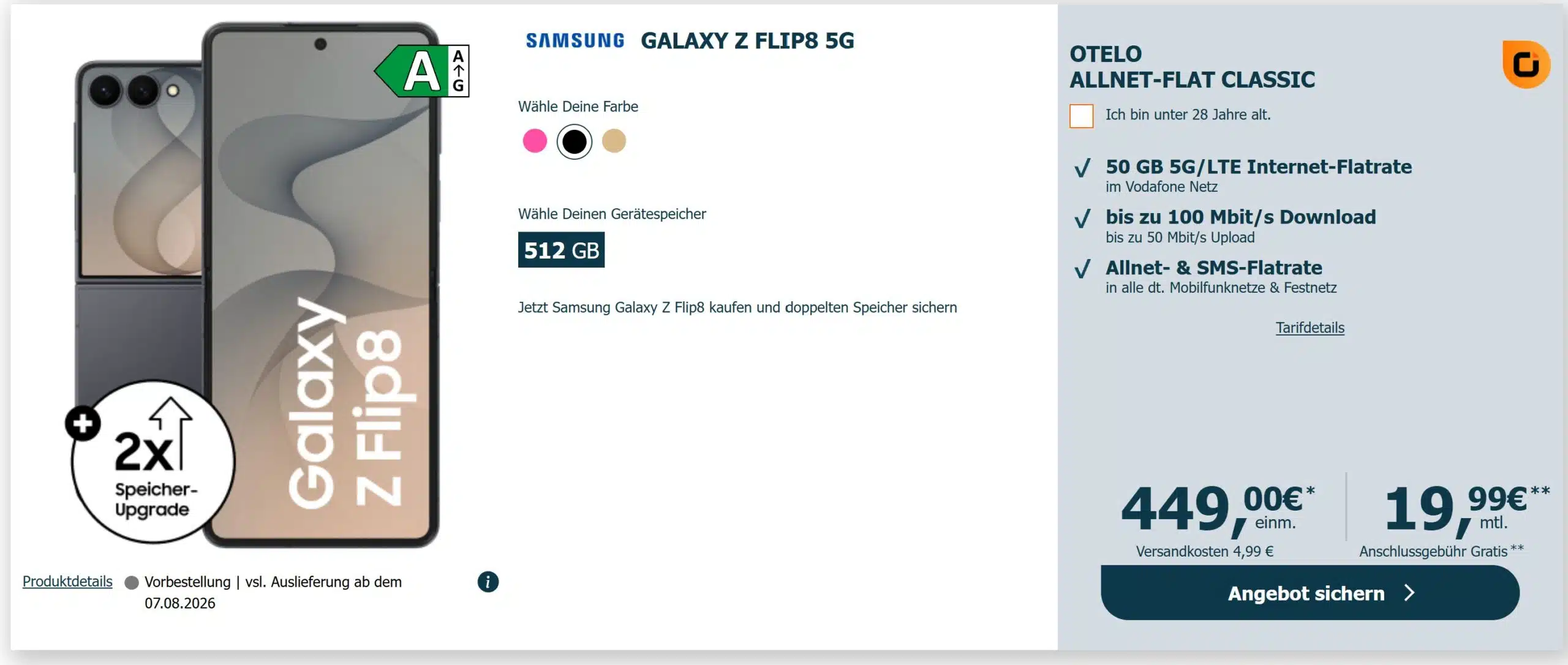 Tarif-Angebot bei LogiTel mit dem Galaxy Z Flip8